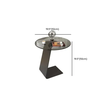 Black Glass Top Metal C-shaped End Table for Living Room #size
