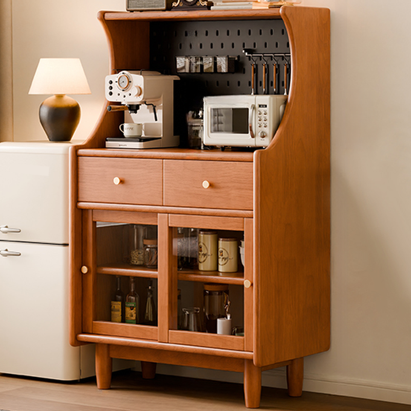 Lighting Cherry Wood 2-Drawer Open Storage Sideboard | homeyfad