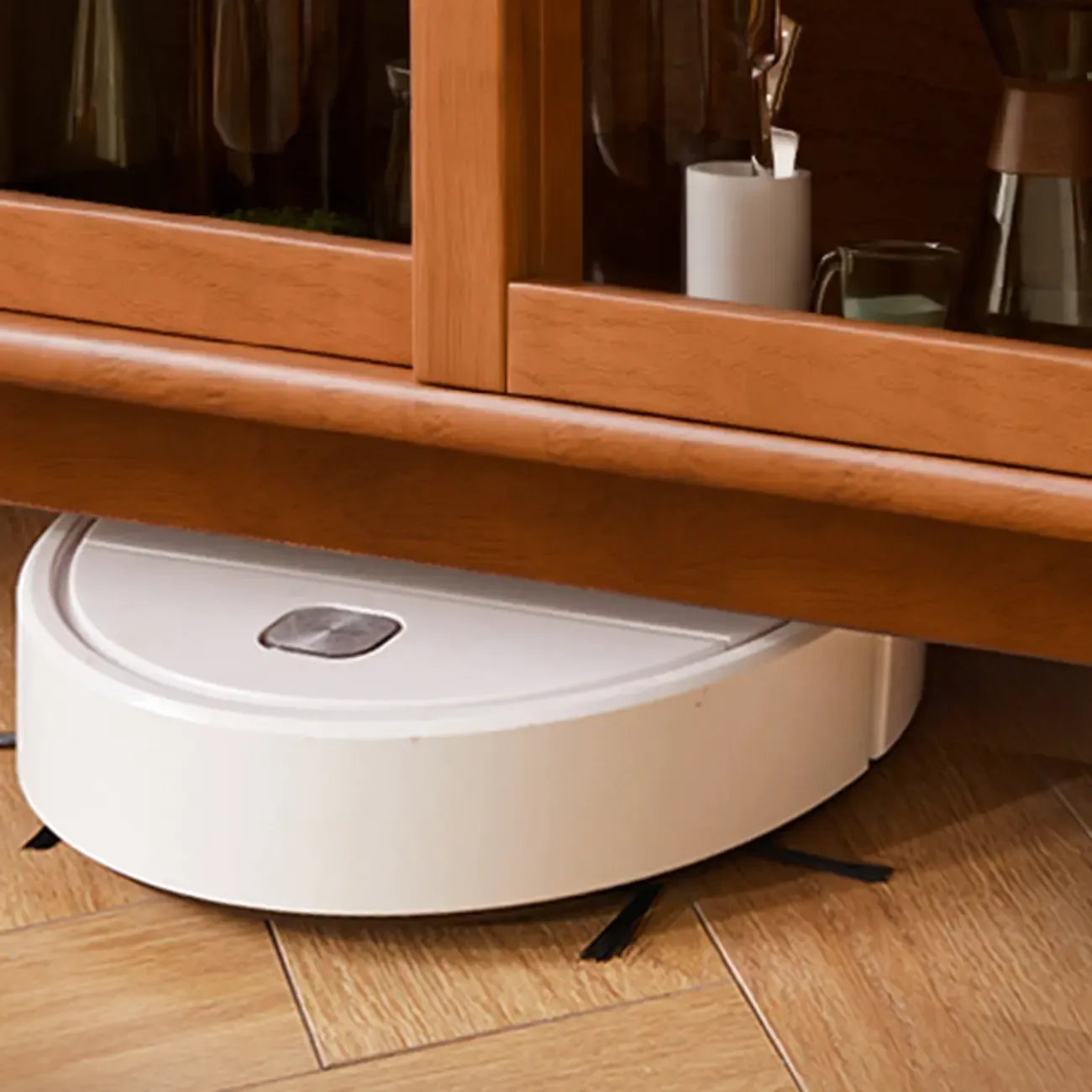 Lighting Cherry Wood 2-Drawer Open Storage Sideboard Image - 9