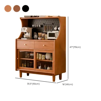 Lighting Cherry Wood 2-Drawer Open Storage Sideboard #size