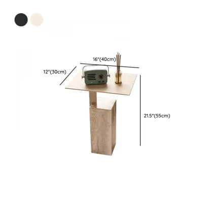 Modish Travertine Pedestal Metal Square Side Table #size