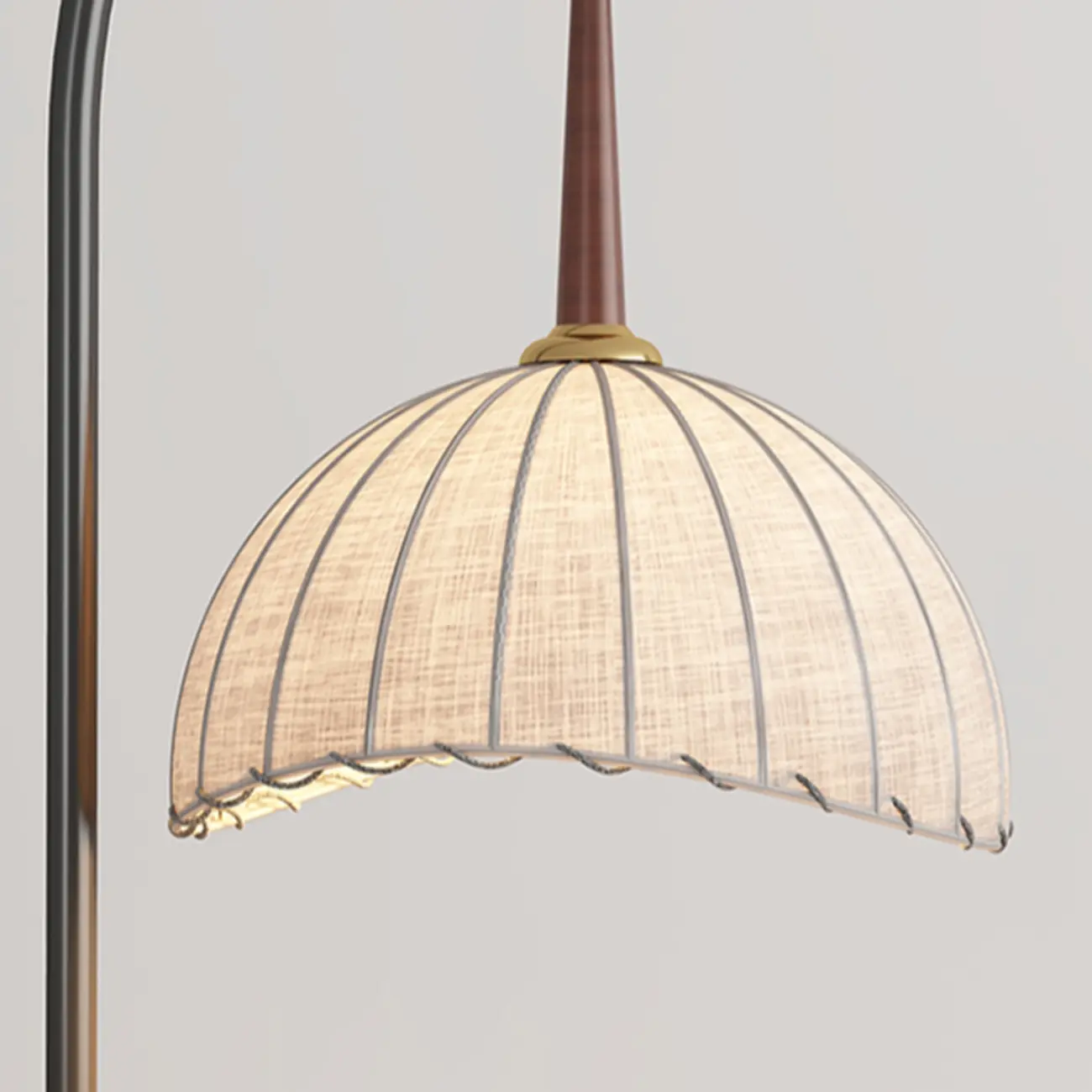 Elegant Fabric Iron Wood Storage Rack Arch Floor Lamp Image - 7 | homeyfad