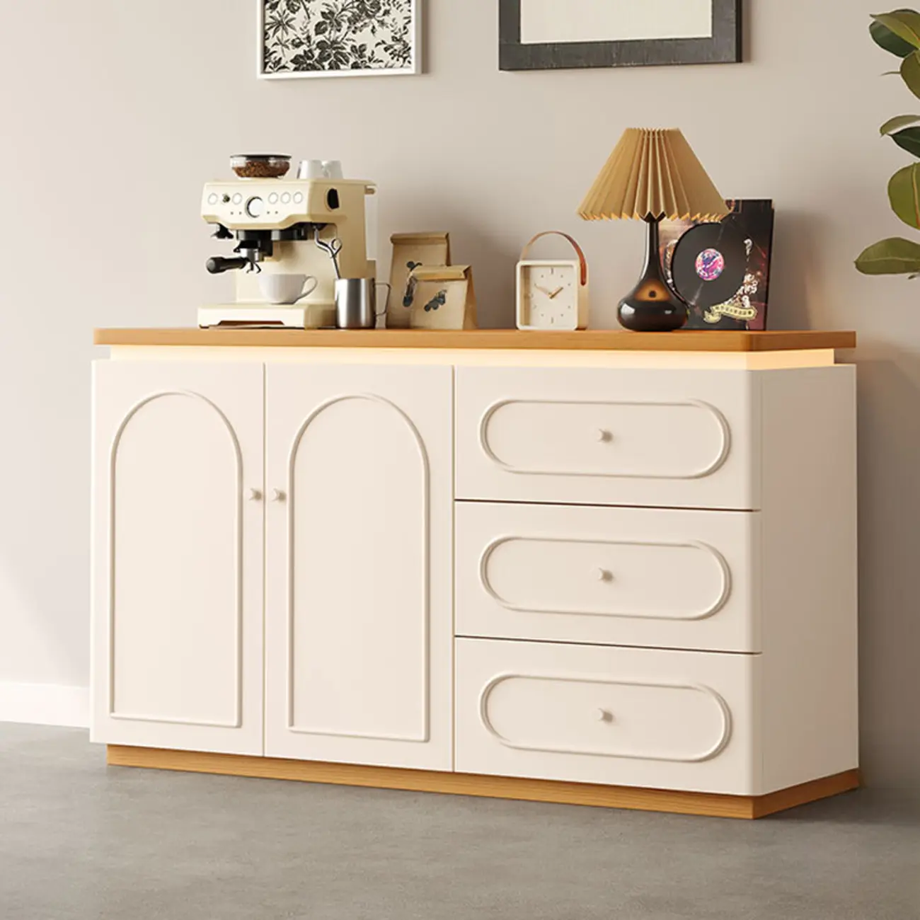Modish White Kitchen Storage Cabinet with 3 Drawers Image - 1 | homeyfad