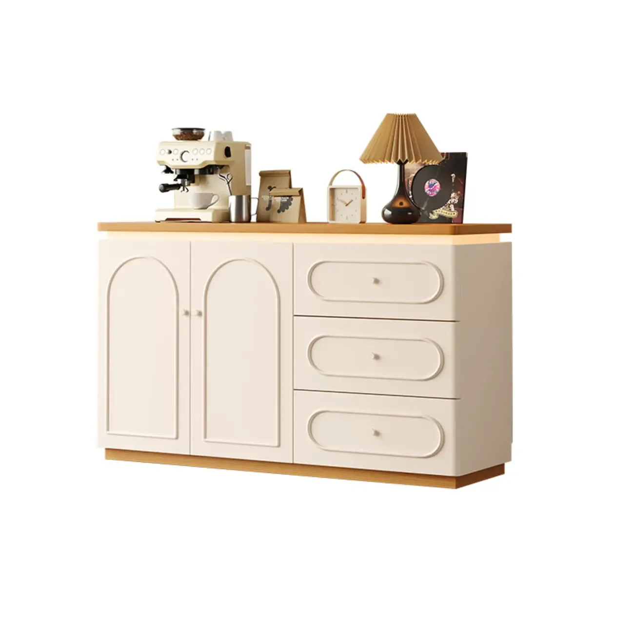 Modish White Kitchen Storage Cabinet with 3 Drawers Image - 6