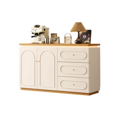 Modish White Kitchen Storage Cabinet with 3 Drawers Image - 6