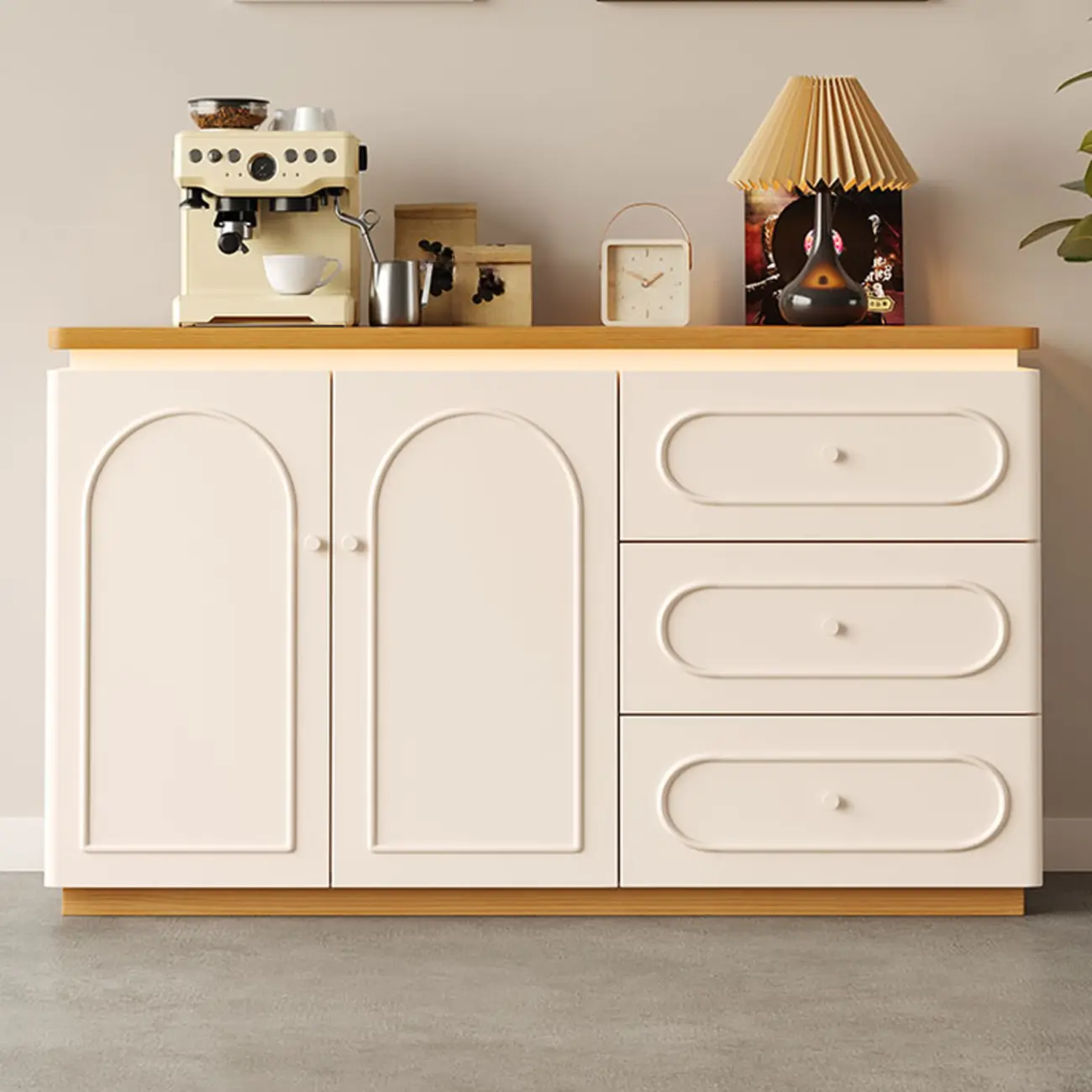 Modish White Kitchen Storage Cabinet with 3 Drawers Image - 3 | homeyfad