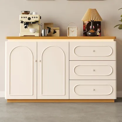 Modish White Kitchen Storage Cabinet with 3 Drawers Image - 3