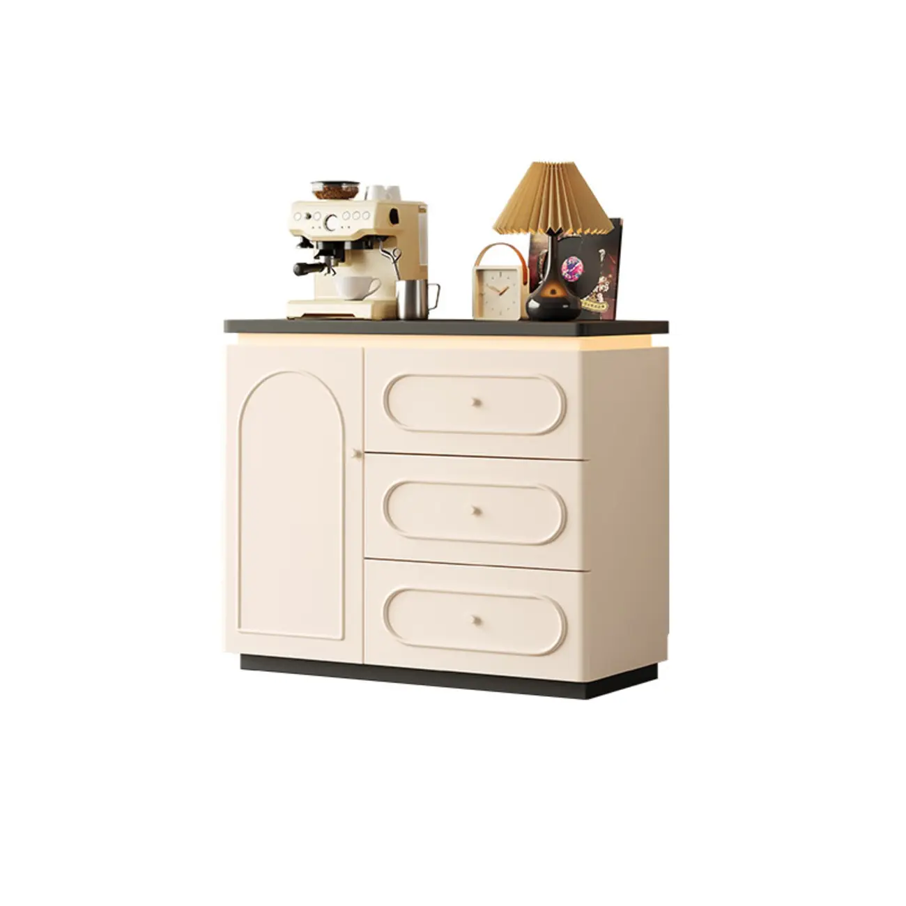 Modish White Kitchen Storage Cabinet with 3 Drawers Image - 7 | homeyfad