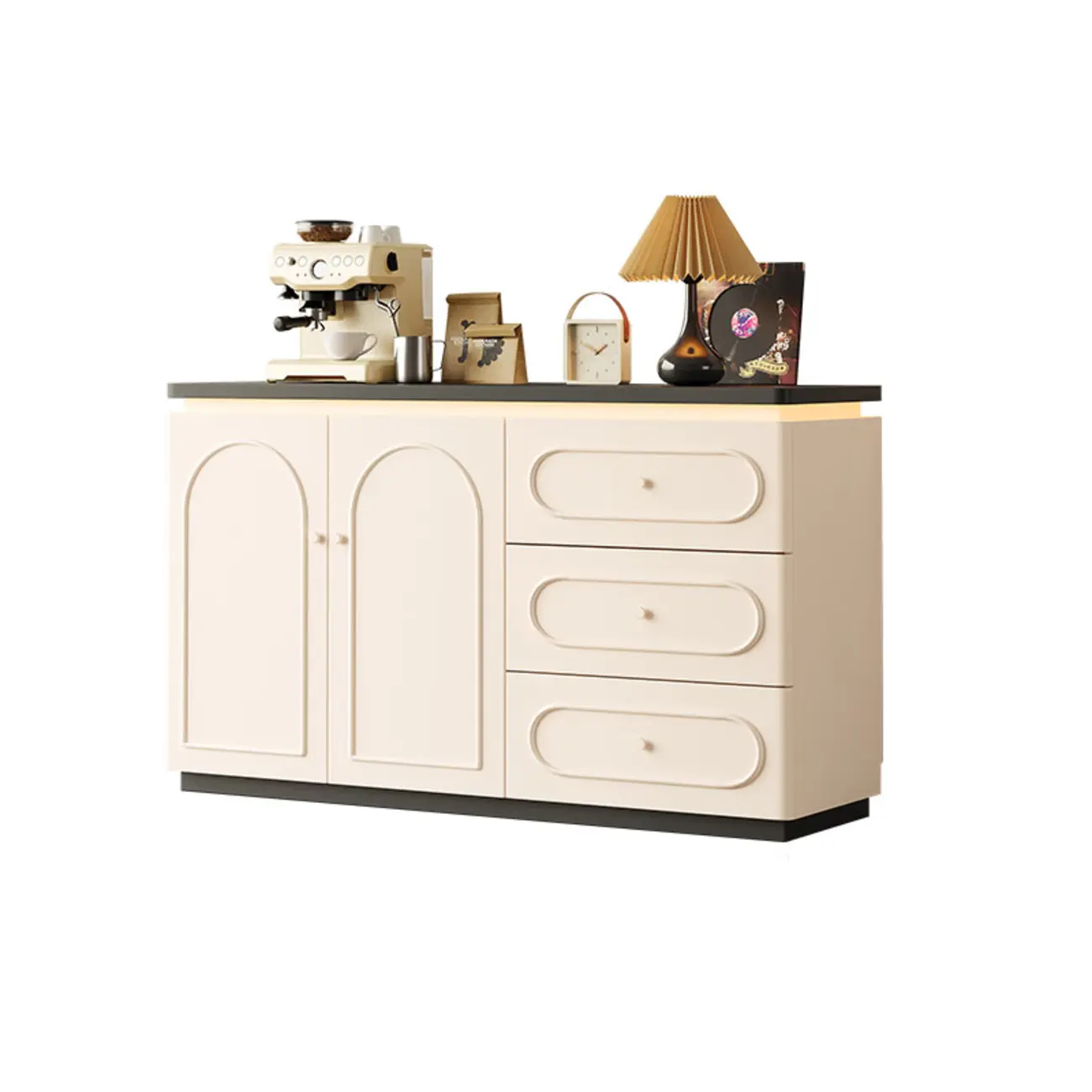 Modish White Kitchen Storage Cabinet with 3 Drawers Image - 8 | homeyfad