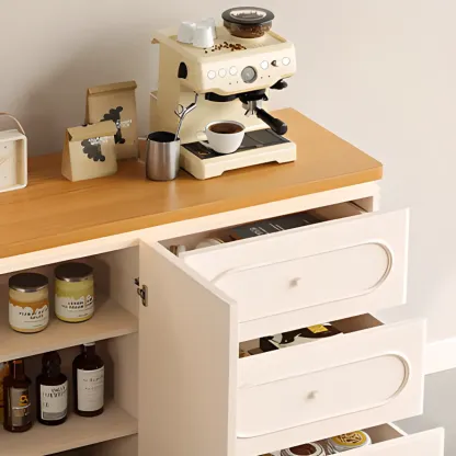 Modish White Kitchen Storage Cabinet with 3 Drawers Image - 9