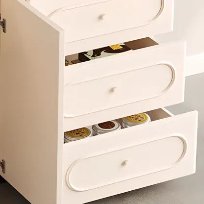 Modish White Kitchen Storage Cabinet with 3 Drawers Image - 10
