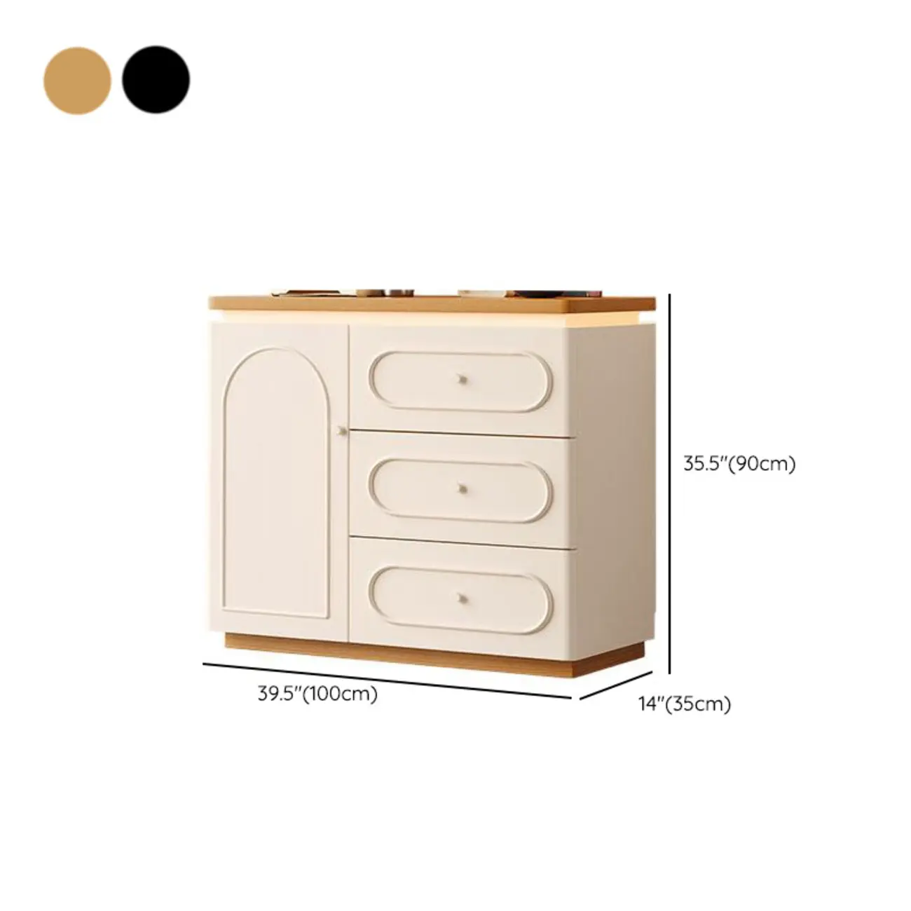 Modish White Kitchen Storage Cabinet with 3 Drawers #size | homeyfad