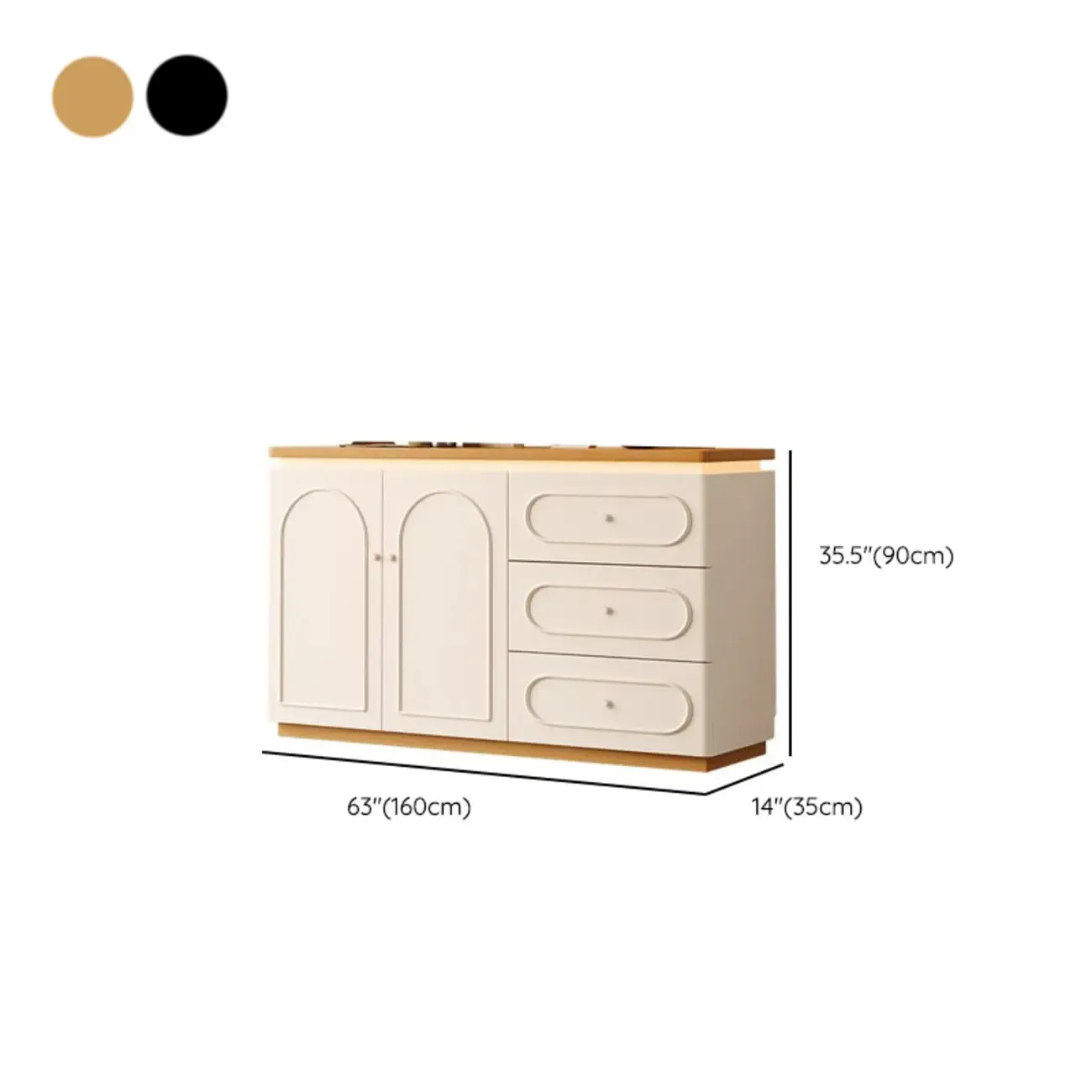 Modish White Kitchen Storage Cabinet with 3 Drawers Image - 16