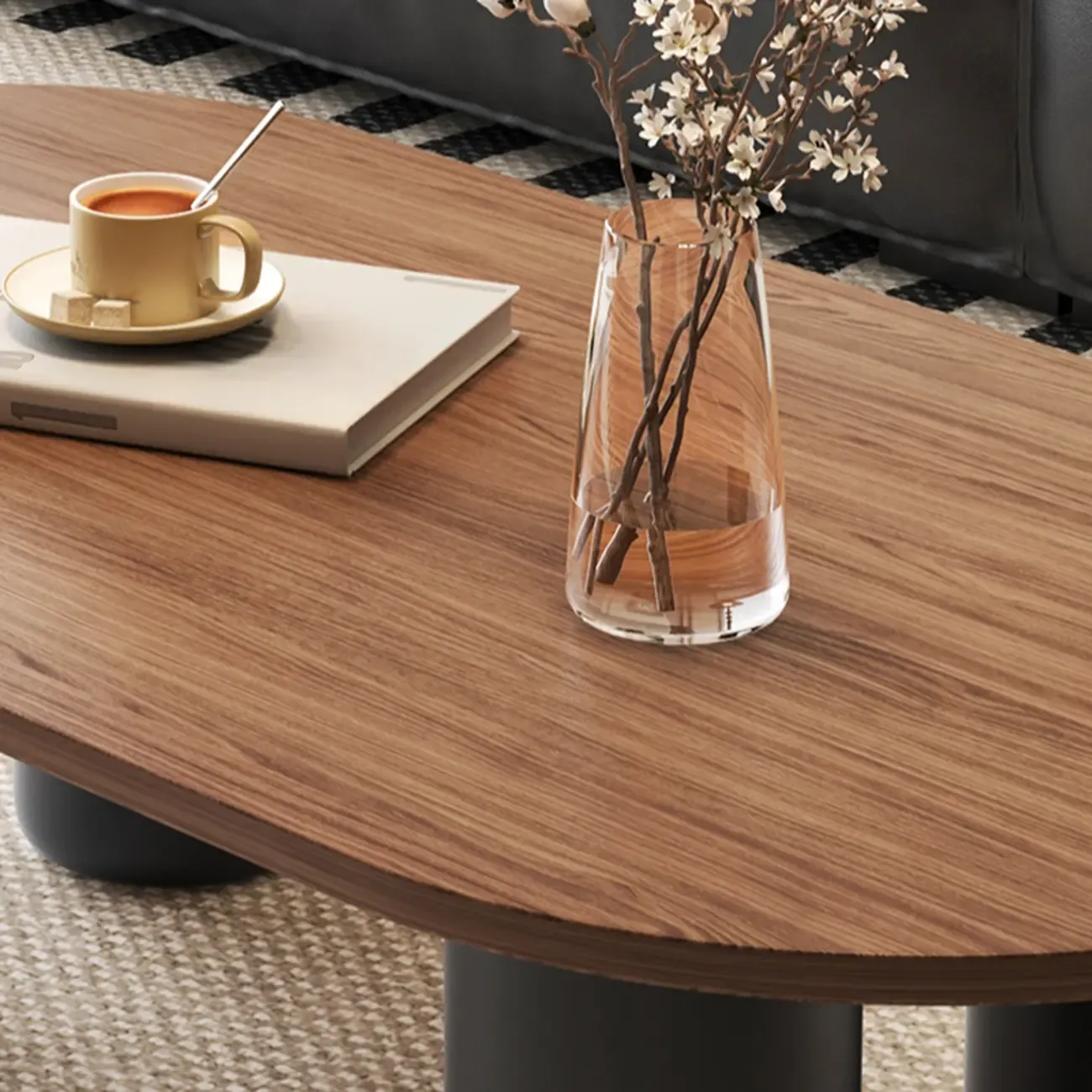 Oval Coffee Table with Durable Wood Construction and Sturdy Base Image - 4