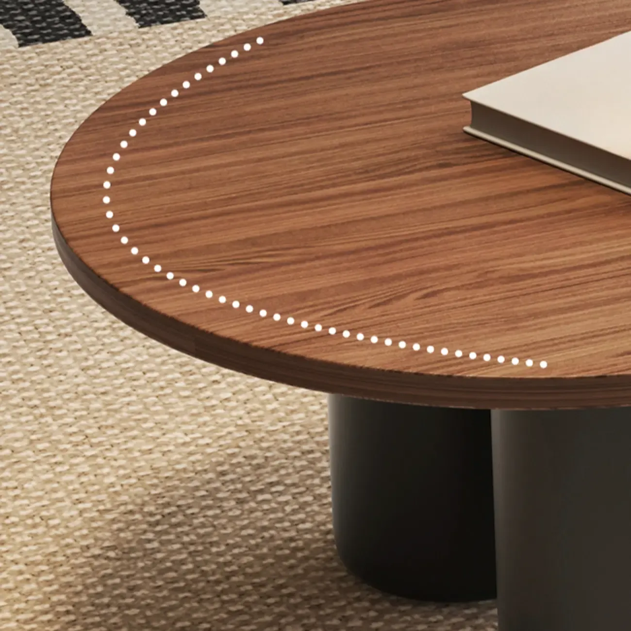 Oval Coffee Table with Durable Wood Construction and Sturdy Base Image - 5