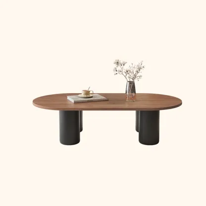 Oval Coffee Table with Durable Wood Construction and Sturdy Base Image - 14