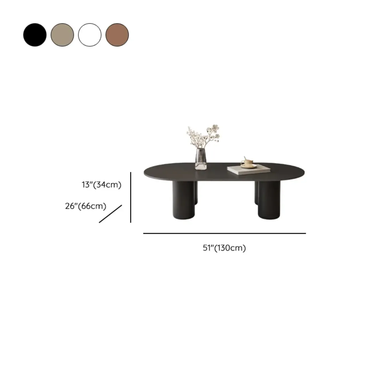 Oval Coffee Table with Durable Wood Construction and Sturdy Base Image - 20