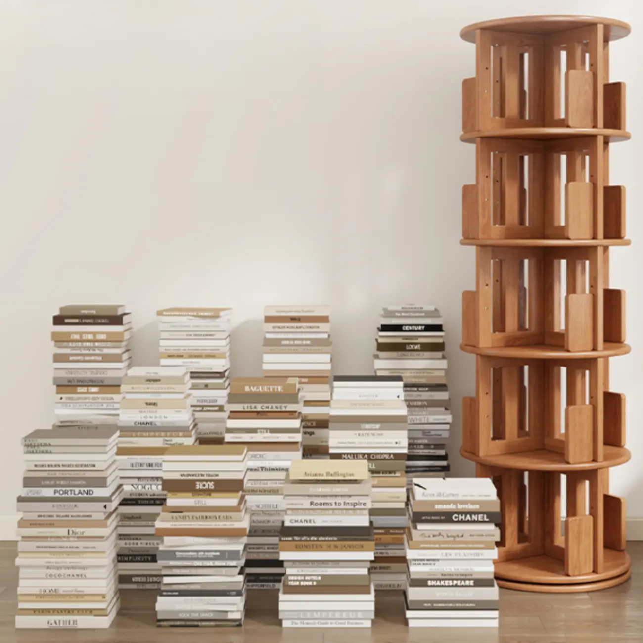 Vertical Rubberwood Wall Corner with 1 Drawer and 3-Shelf/4 Shelves/5 Shelves Open Back Image - 2 | homeyfad