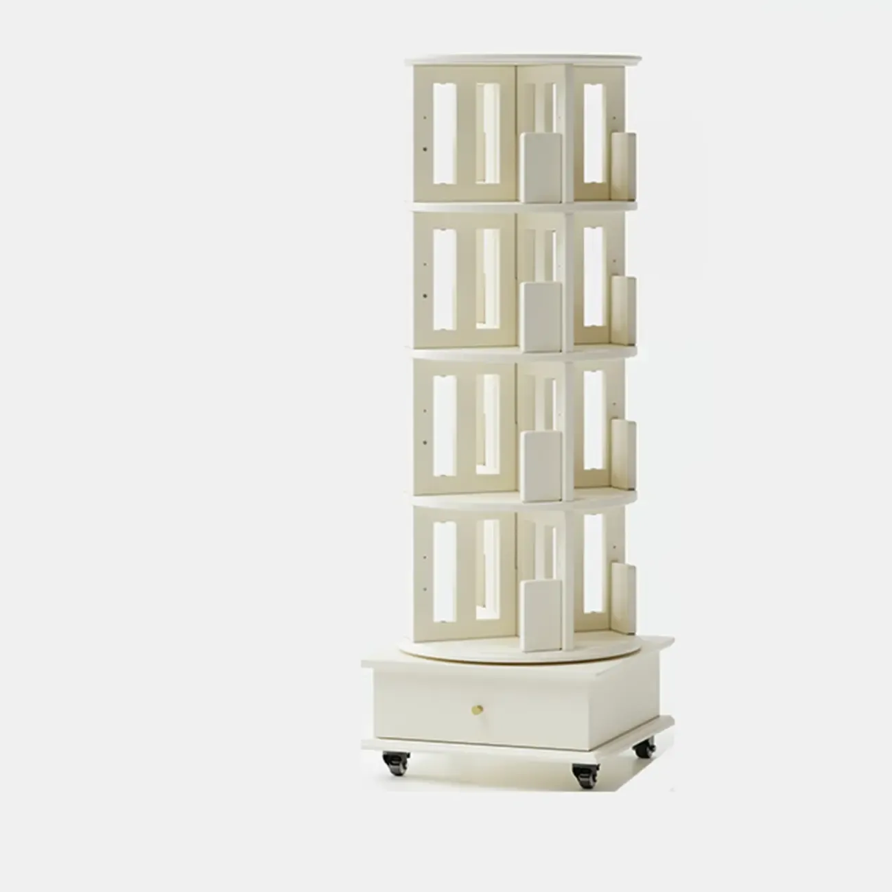 Vertical Rubberwood Wall Corner with 1 Drawer and 3-Shelf/4 Shelves/5 Shelves Open Back Image - 18