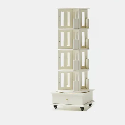 Vertical Rubberwood Wall Corner with 1 Drawer and 3-Shelf/4 Shelves/5 Shelves Open Back Image - 18