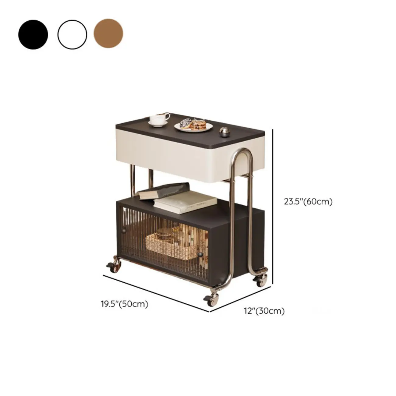 Modern Foldable Top Wheeled Side Table with Hidden Storage Image - 15 | homeyfad