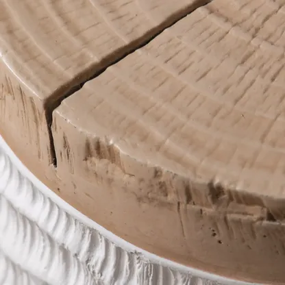 Elegant Drum Design White Wooden Side Table Image - 7