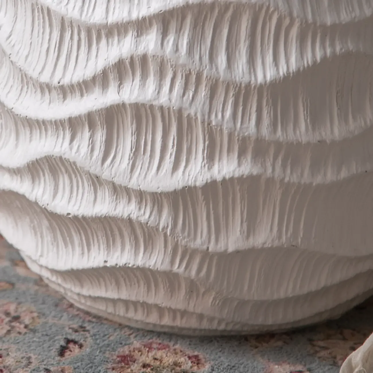 Elegant Drum Design White Wooden Side Table Image - 8