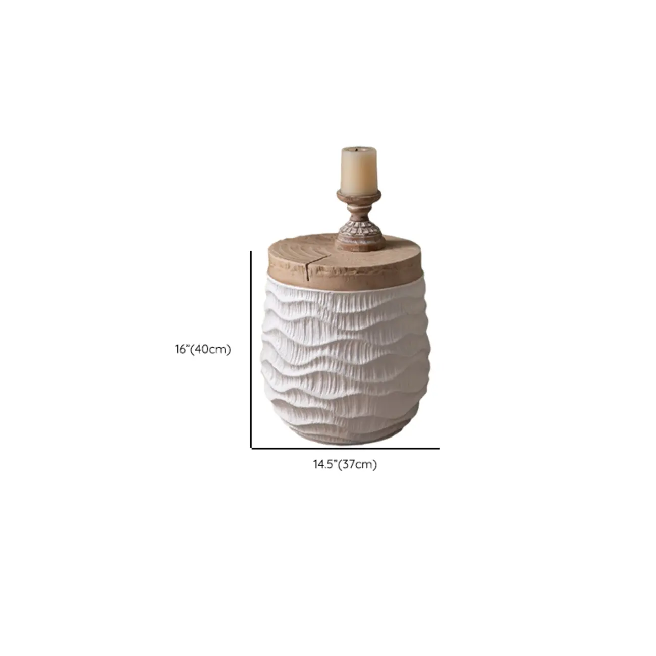 Elegant Drum Design White Wooden Side Table Image - 12 | homeyfad