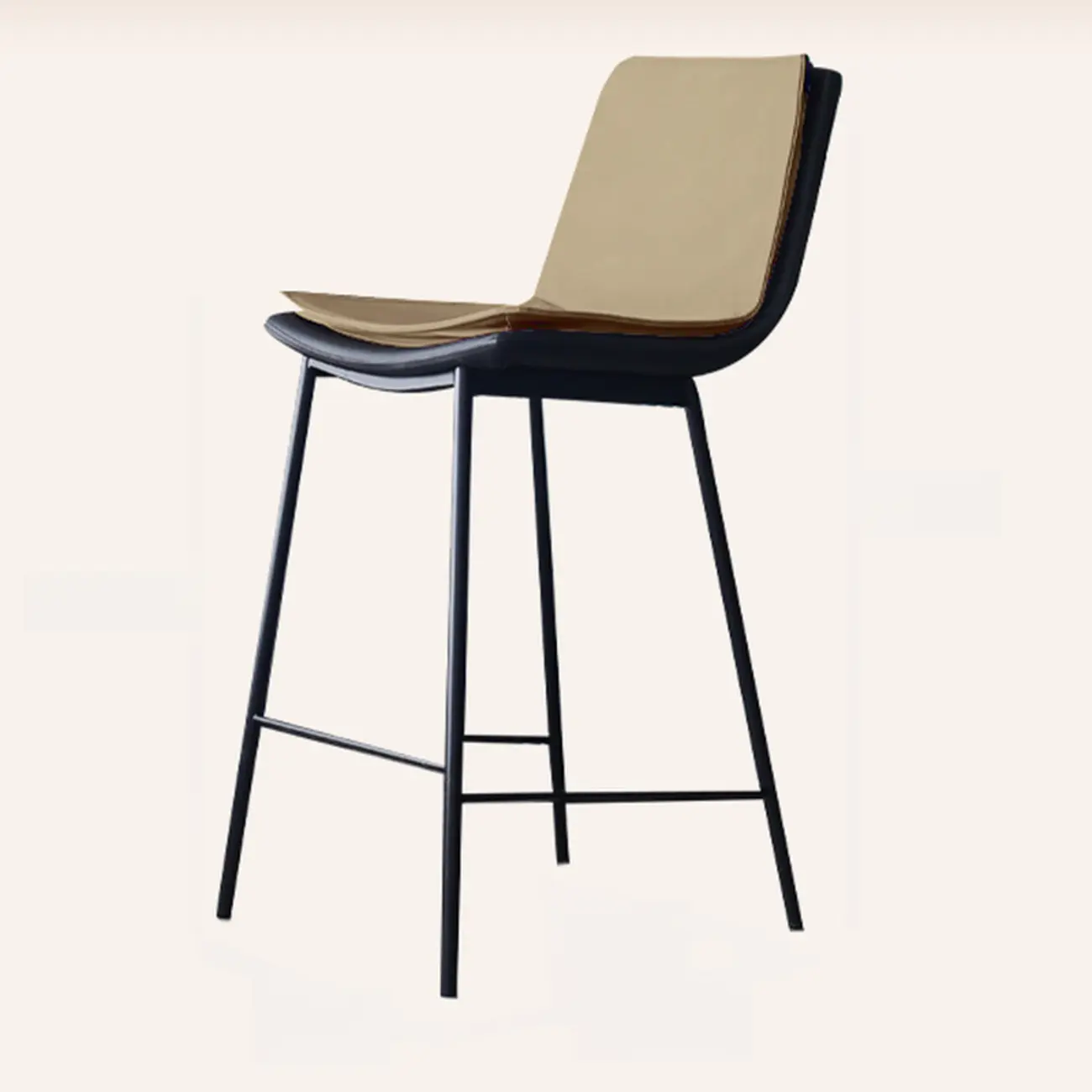 Simplistic Leather Bar Stool  with Backrest and Foot Support Image - 7 | homeyfad