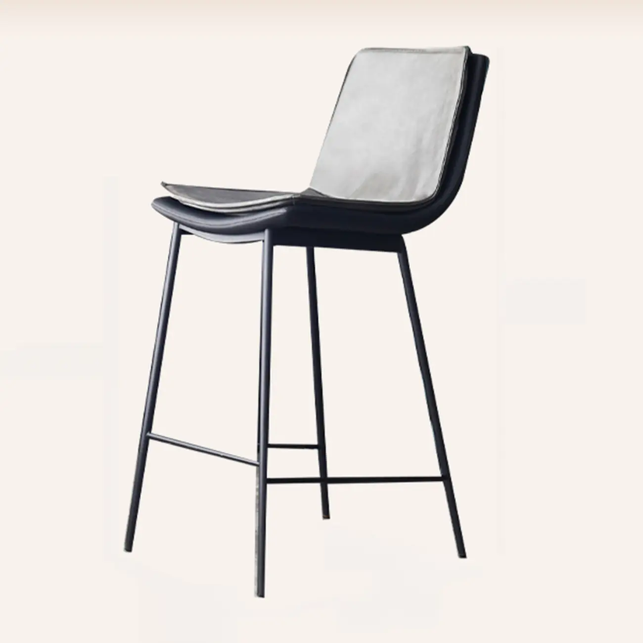 Simplistic Leather Bar Stool  with Backrest and Foot Support Image - 5 | homeyfad