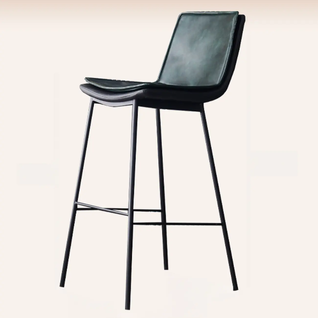 Simplistic Leather Bar Stool  with Backrest and Foot Support Image - 11 | homeyfad