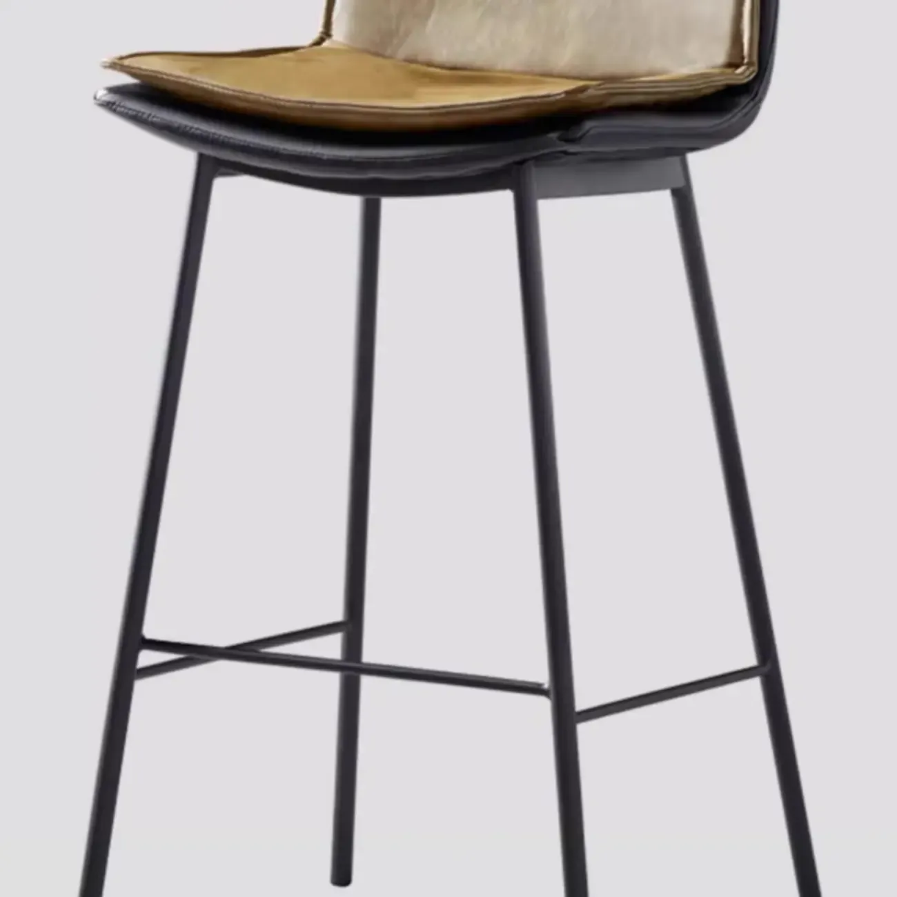 Simplistic Leather Bar Stool  with Backrest and Foot Support Image - 20