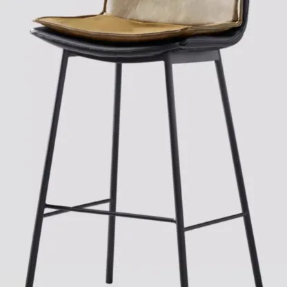 Simplistic Leather Bar Stool  with Backrest and Foot Support Image - 20