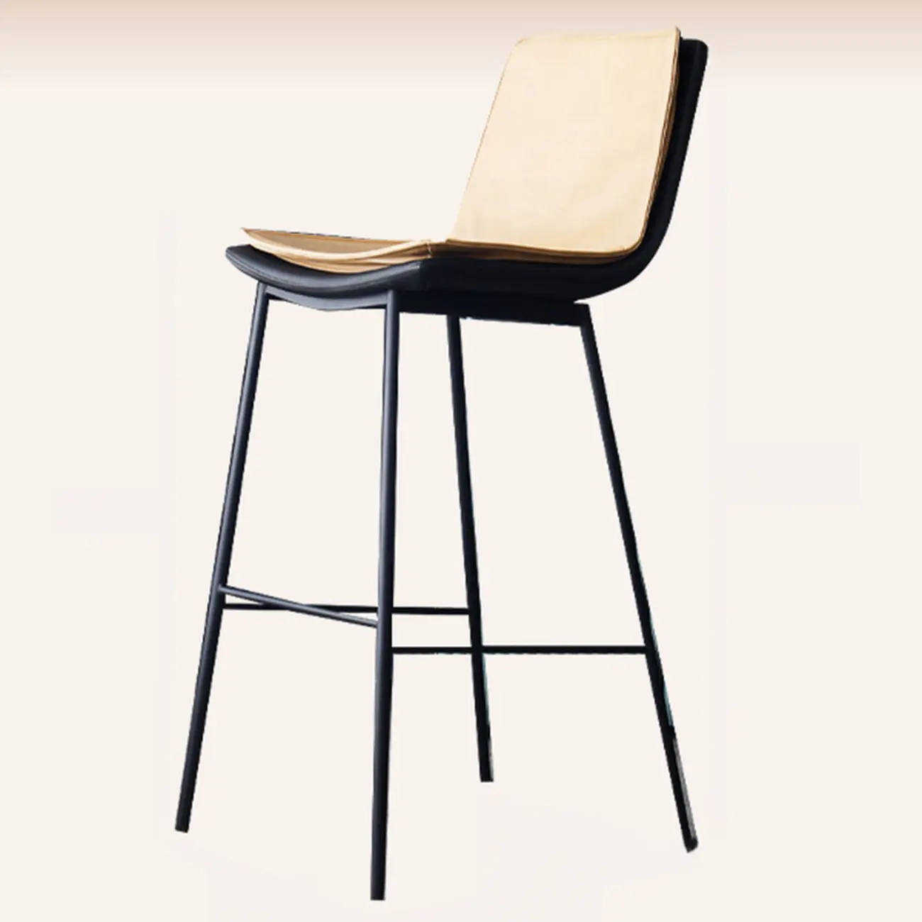 Simplistic Leather Bar Stool  with Backrest and Foot Support Image - 13 | homeyfad