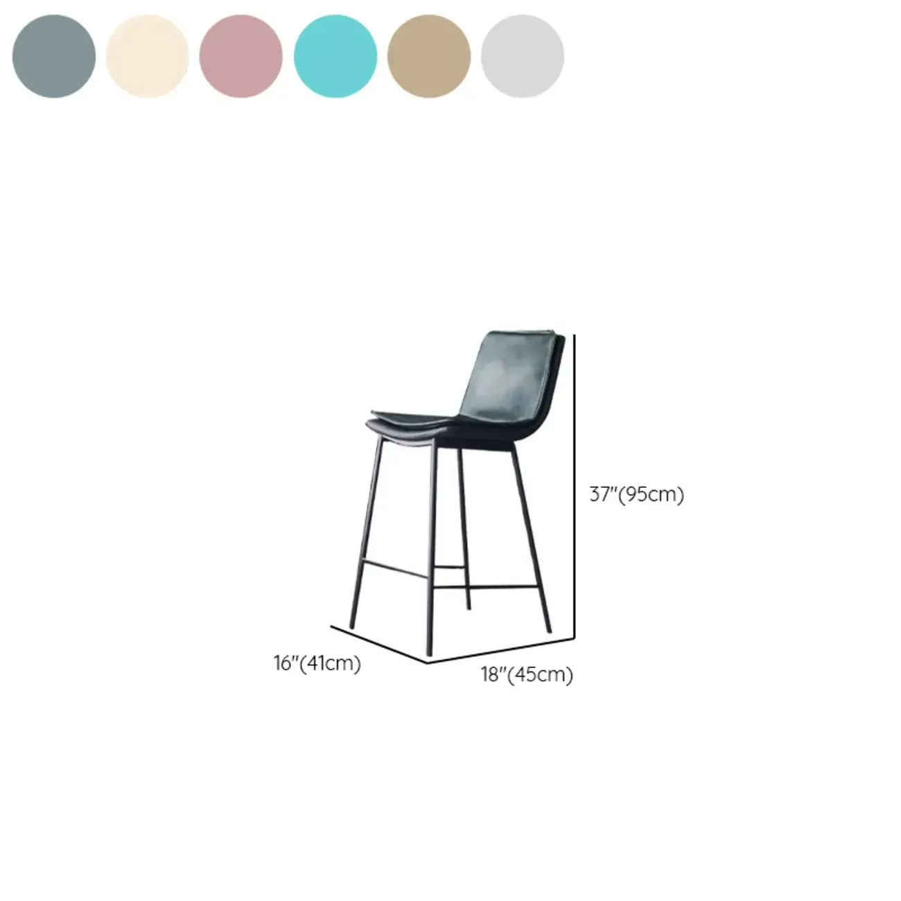 Simplistic Leather Bar Stool  with Backrest and Foot Support #size