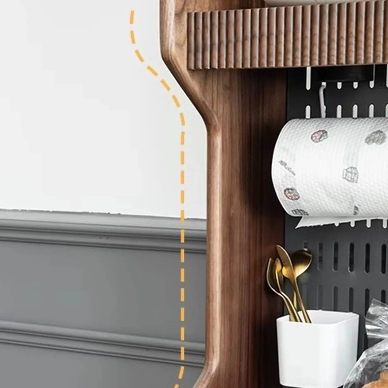 Kitchen Brown Wooden Open Storage Sideboard with Hutch Image - 6 | homeyfad