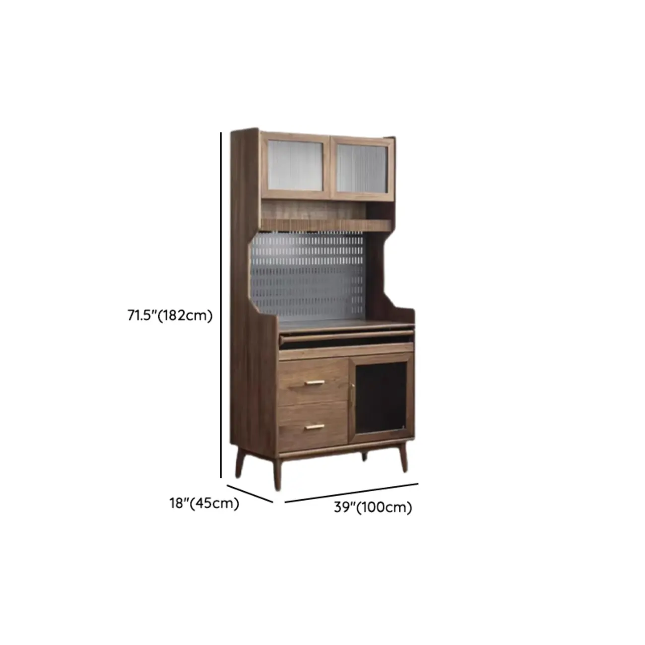 Kitchen Brown Wooden Open Storage Sideboard with Hutch #size | homeyfad