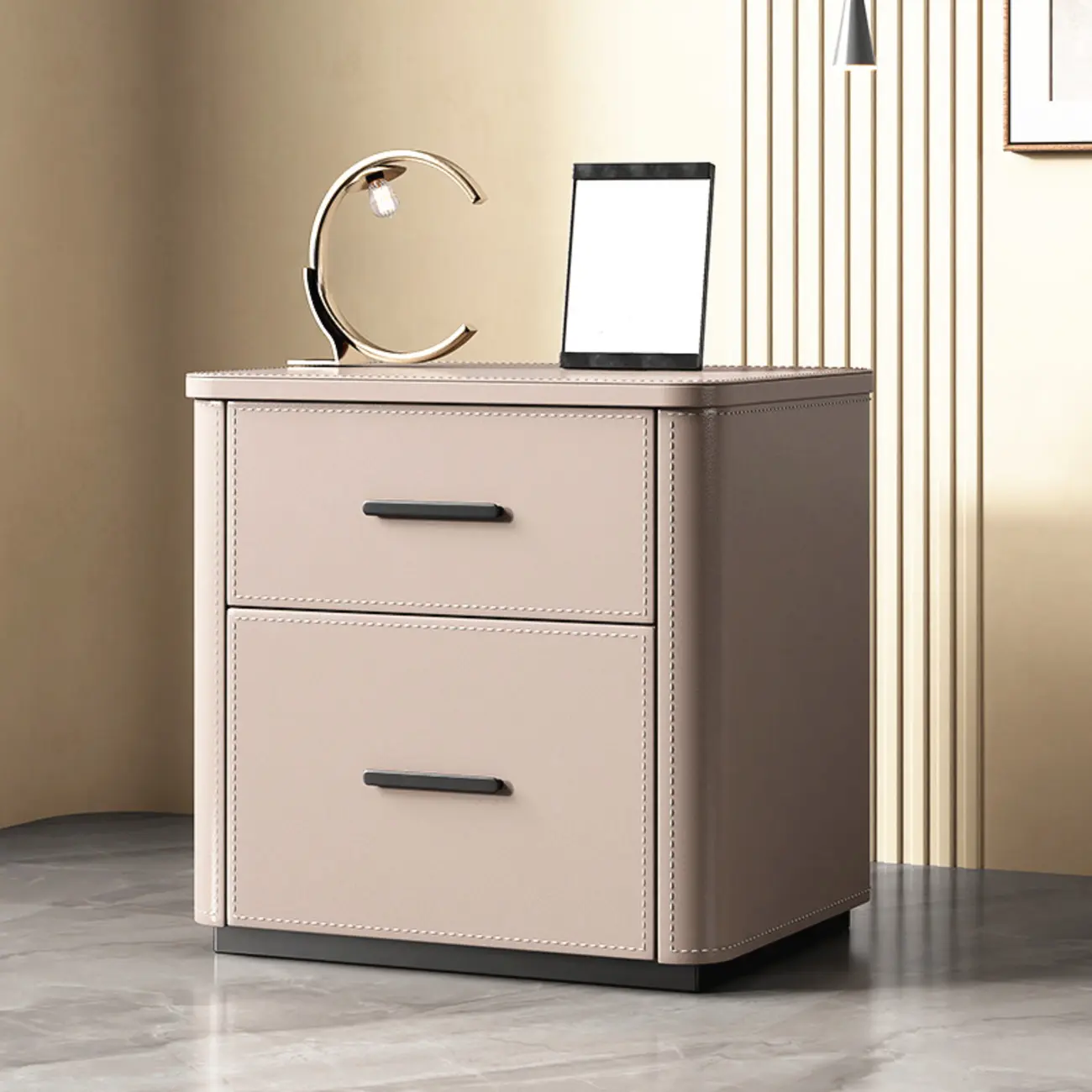Modern Pine Wood Top 2 Drawers Nightstand Image - 3 | homeyfad