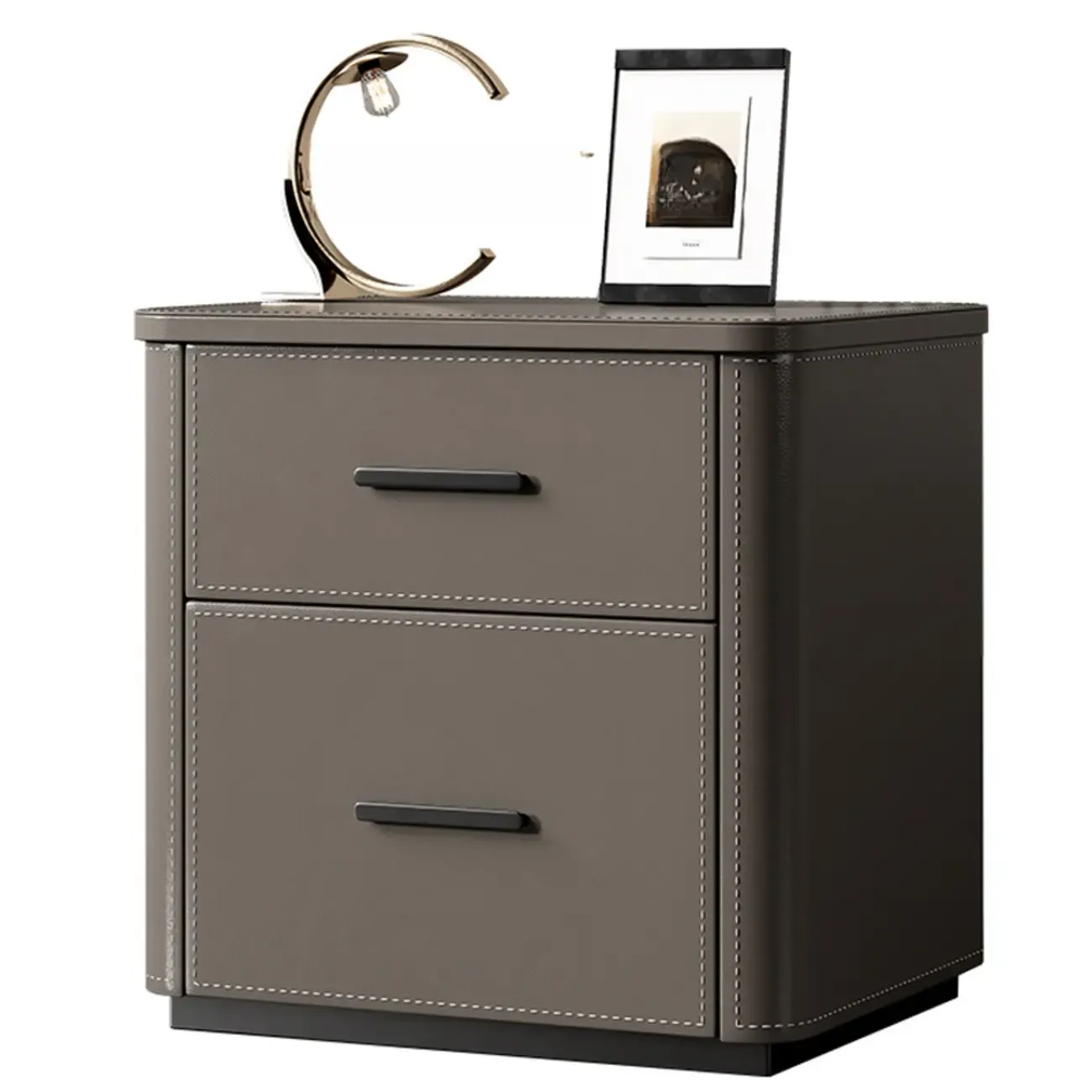 Modern Pine Wood Top 2 Drawers Nightstand Image - 6