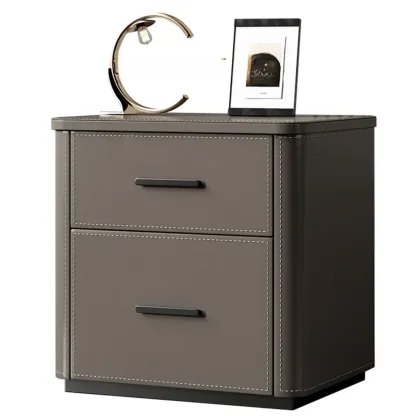 Modern Pine Wood Top 2 Drawers Nightstand Image - 6