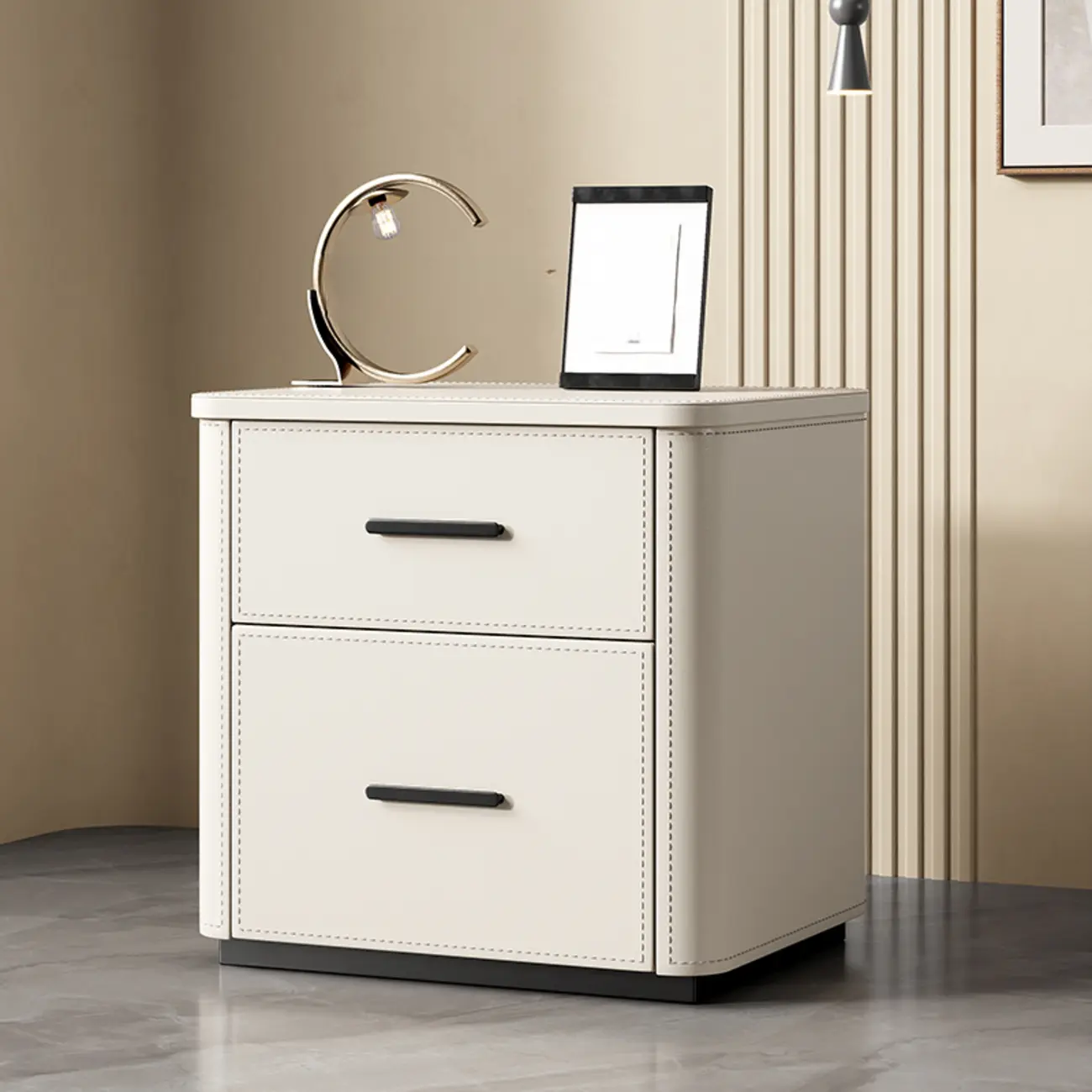 Modern Pine Wood Top 2 Drawers Nightstand Image - 9 | homeyfad
