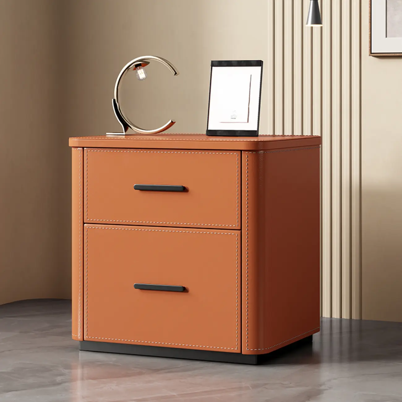 Modern Pine Wood Top 2 Drawers Nightstand Image - 13 | homeyfad