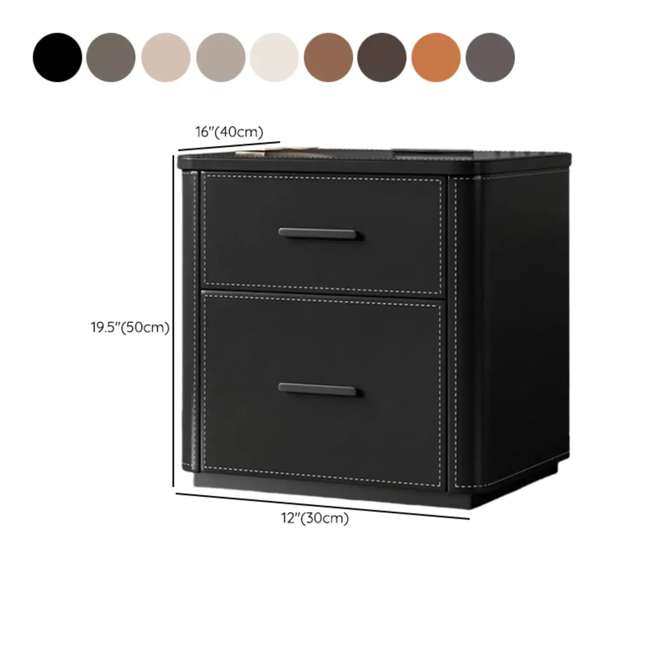 Modern Pine Wood Top 2 Drawers Nightstand Image - 17