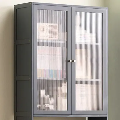 Grey Shelf Organizer with 2 Drawers and Synthetic Door Image - 5