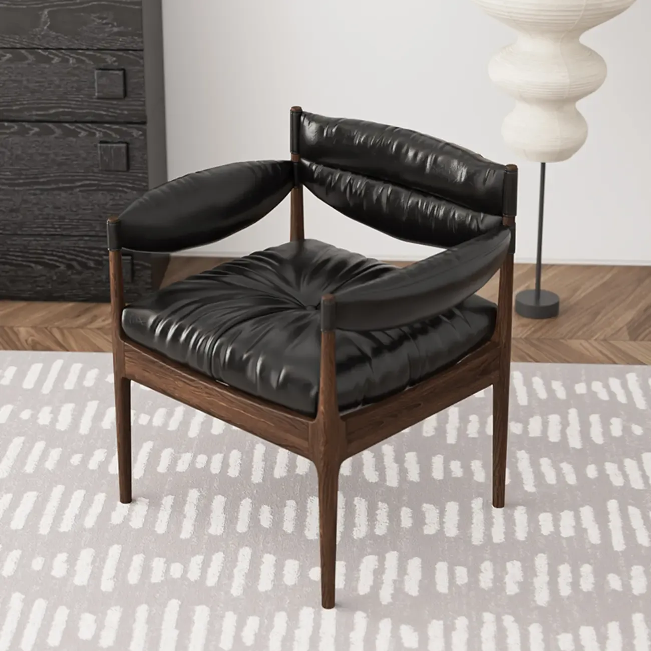 Modern Oiled Leather Mid-Back Accent Armchair | HomeyFad