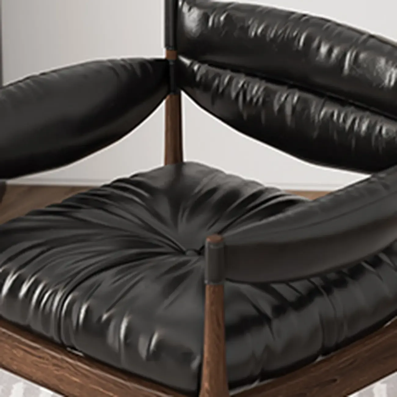 Modern Oiled Leather Mid-Back Accent Chair with Arms Image - 5