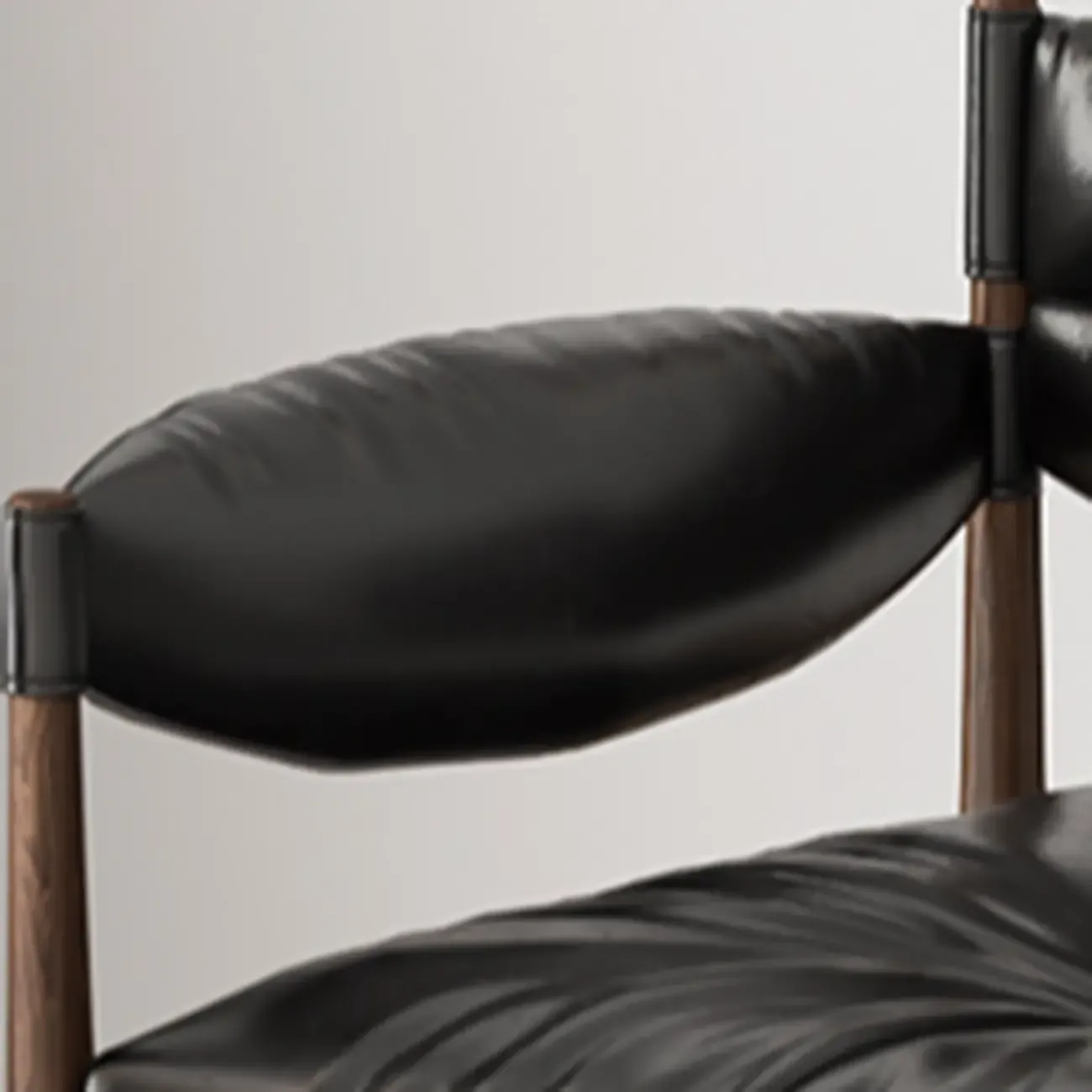 Modern Oiled Leather Mid-Back Accent Chair with Arms Image - 6