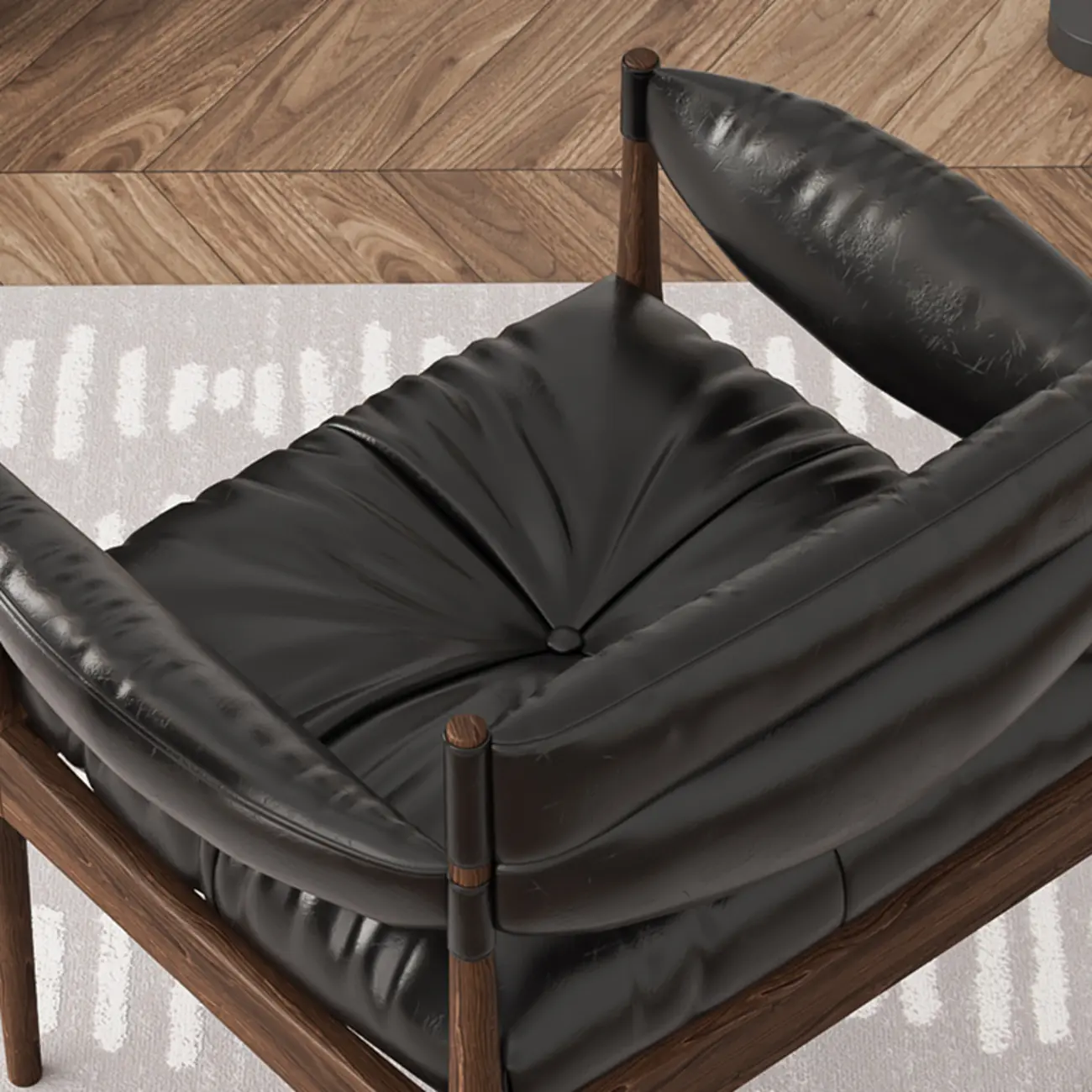 Modern Oiled Leather Mid-Back Accent Chair with Arms Image - 9 | homeyfad