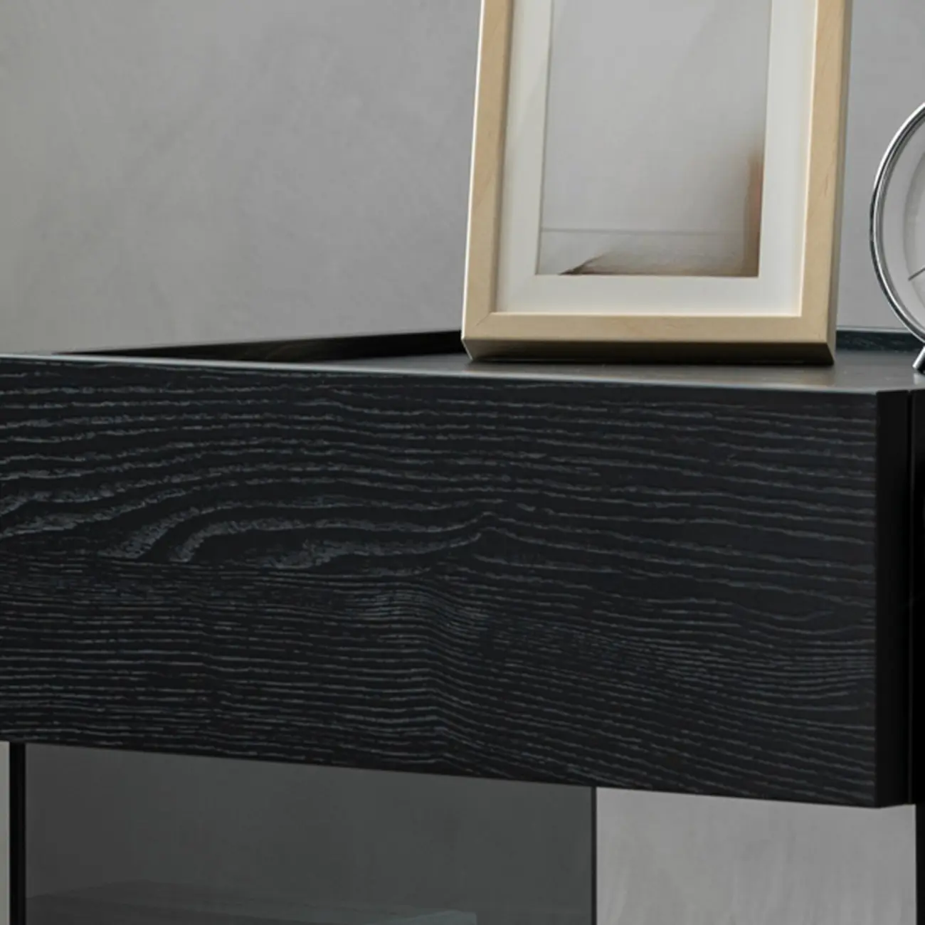 Modern Pine Wood 2 Drawer Nightstand with Lighting Image - 11 | homeyfad