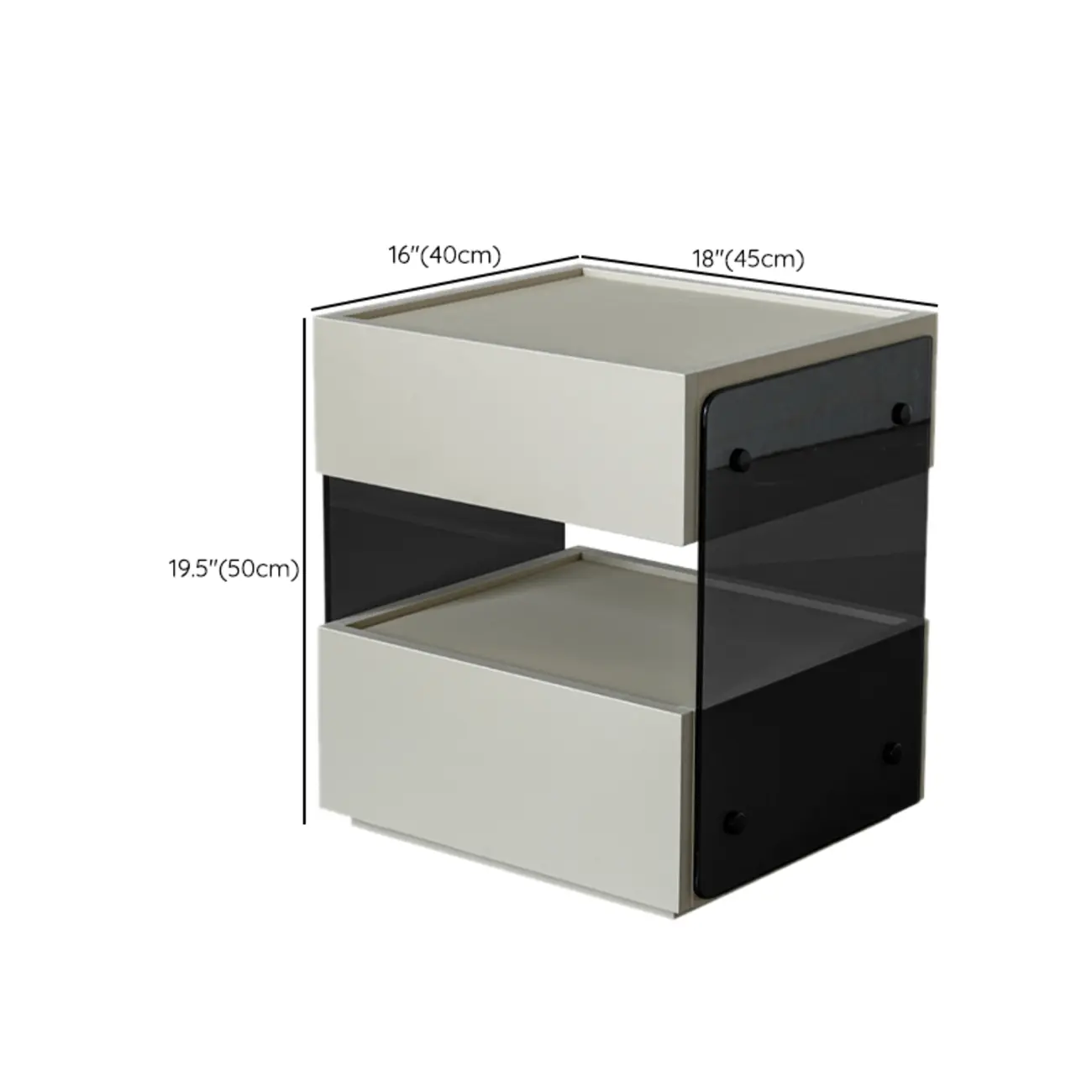 Modern Pine Wood 2 Drawer Nightstand with Lighting Image - 17 | homeyfad